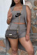 Grey Fashion Casual Print Patchwork U Neck Sleeveless Three Pieces