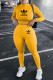 Yellow Fashion Sportswear Print Letter O Neck Long Sleeve Two Pieces