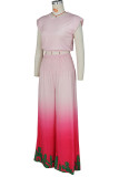 Pink Casual Print Patchwork O Neck Sleeveless Two Pieces