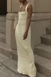 Pink Fashion Solid Patchwork Square Collar Pencil Skirt Dresses