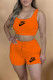 Orange Fashion Casual Print Patchwork U Neck Sleeveless Two Pieces