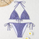 Blue Fashion Sexy Print Bandage Swimwears