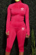 Red Fashion Sportswear Print Letter Zipper Collar Long Sleeve Two Pieces