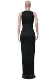 Red Fashion Print Patchwork U Neck Pencil Skirt Dresses