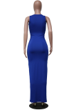 Red Fashion Print Patchwork U Neck Pencil Skirt Dresses