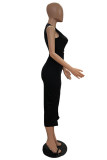Light Gray Fashion Sexy Solid Hollowed Out O Neck Sleeveless Dress Dresses