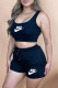 Black Fashion Casual Print Patchwork U Neck Sleeveless Two Pieces