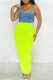 Fluorescent Green Sexy Casual Patchwork Backless Fold Strapless Sleeveless Dress