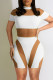 White Fashion Sexy Patchwork See-through O Neck Skinny Rompers