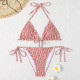 Pink Fashion Sexy Print Bandage Swimwears