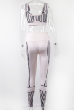 Pink Fashion Print Patchwork Sleeveless Two Pieces