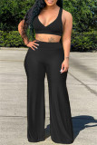 Red Sexy Casual Solid Vests Pants V Neck Sleeveless Two Pieces