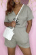 Grey Fashion Casual Print Letter V Neck Rompers