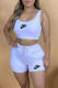 White Fashion Casual Print Patchwork U Neck Sleeveless Two Pieces