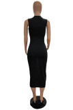 Light Gray Fashion Sexy Solid Hollowed Out O Neck Sleeveless Dress Dresses