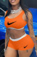 Orange Fashion Casual Print Patchwork U Neck Sleeveless Two Pieces