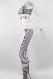 Pink Fashion Print Patchwork Sleeveless Two Pieces