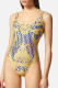 Yellow Fashion Sexy Print Backless Swimwears