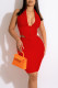 Red Sexy Solid Patchwork Backless Asymmetrical Halter Sleeveless Two Pieces