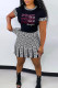 Pink Fashion Casual Print Patchwork O Neck Short Sleeve Two Pieces
