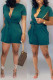 Green Casual Solid Bandage Patchwork Buckle Mandarin Collar Straight Jumpsuits