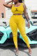 Yellow Fashion Sexy Print Patchwork U Neck Sleeveless Two Pieces