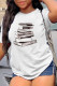 White Fashion Daily Print Letter O Neck T-Shirts