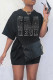 Black Casual Solid Patchwork Hot Drill O Neck T-shirt Dress Dresses