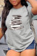 Grey Fashion Daily Print Letter O Neck T-Shirts