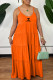Orange Fashion Sexy Print Patchwork Spaghetti Strap Cake Skirt Dresses