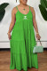 Green Fashion Sexy Print Patchwork Spaghetti Strap Cake Skirt Dresses