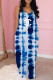 Blue Fashion Casual Tie Dye Letter Spaghetti Strap A Line Dresses