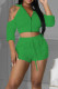 Green Fashion Casual Solid Hollowed Out Hooded Collar Long Sleeve Two Pieces