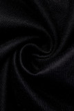 Black Casual Print Tassel Patchwork V Neck Sleeveless Two Pieces