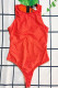 Tangerine Red Fashion Sexy Letter Zipper Swimwears