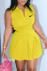 Yellow Fashion Casual Print Patchwork Turndown Collar Sleeveless Two Pieces