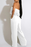 Light Green Casual Solid Patchwork Strapless Straight Jumpsuits