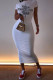 White Fashion Casual Print Letter O Neck One Step Skirt Dresses