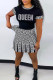 Light Gray Fashion Casual Print Patchwork O Neck Short Sleeve Two Pieces