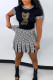 Light Brown Fashion Casual Print Patchwork O Neck Short Sleeve Two Pieces