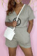 Grey Fashion Casual Print Letter V Neck Rompers