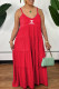 Red Fashion Sexy Print Patchwork Spaghetti Strap Cake Skirt Dresses