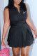 Black Fashion Casual Print Patchwork Turndown Collar Sleeveless Two Pieces