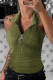 Grass Green Fashion Casual Solid Patchwork Zipper Collar Tops