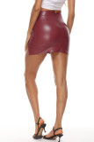 Brown Fashion Casual Letter Print Slit Skinny High Waist Skirt