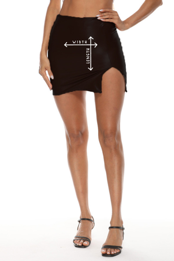 Black Fashion Casual Print Slit Skinny High Waist Skirt