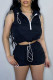 Black Fashion Casual Solid Patchwork Hooded Collar Sleeveless Two Pieces