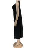 Yellow Fashion Casual Solid Basic Square Collar Sleeveless Two Pieces