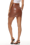 Ink Green Fashion Casual Print Slit Skinny High Waist Skirt