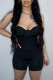 Black Sexy Casual Solid Backless Strapless Skinny Romper